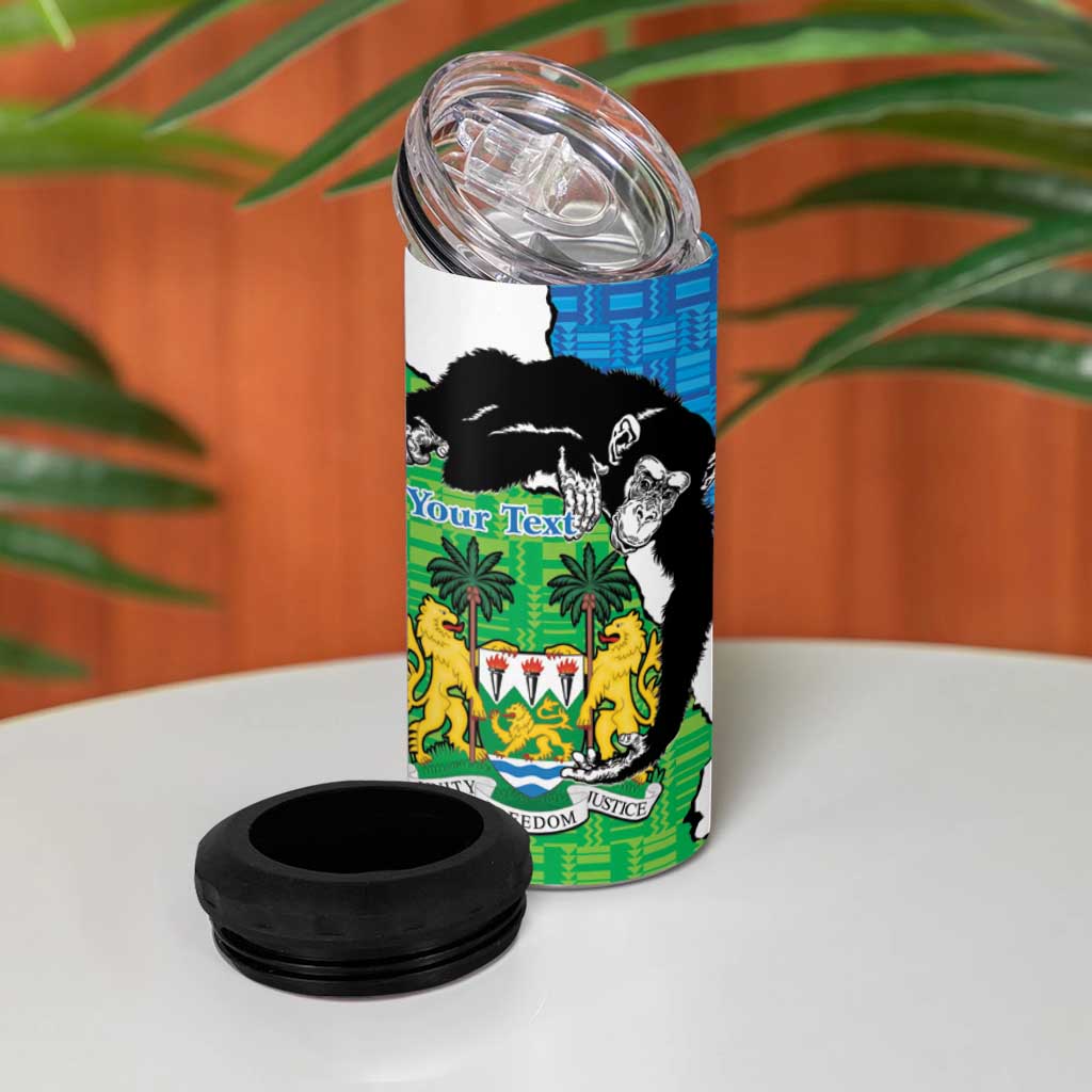 Personalised Afro Sierra Leone 4 in 1 Can Cooler Tumbler Chimpanzee Mix African Pattern LT15