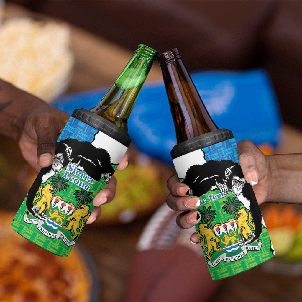 Personalised Afro Sierra Leone 4 in 1 Can Cooler Tumbler Chimpanzee Mix African Pattern LT15