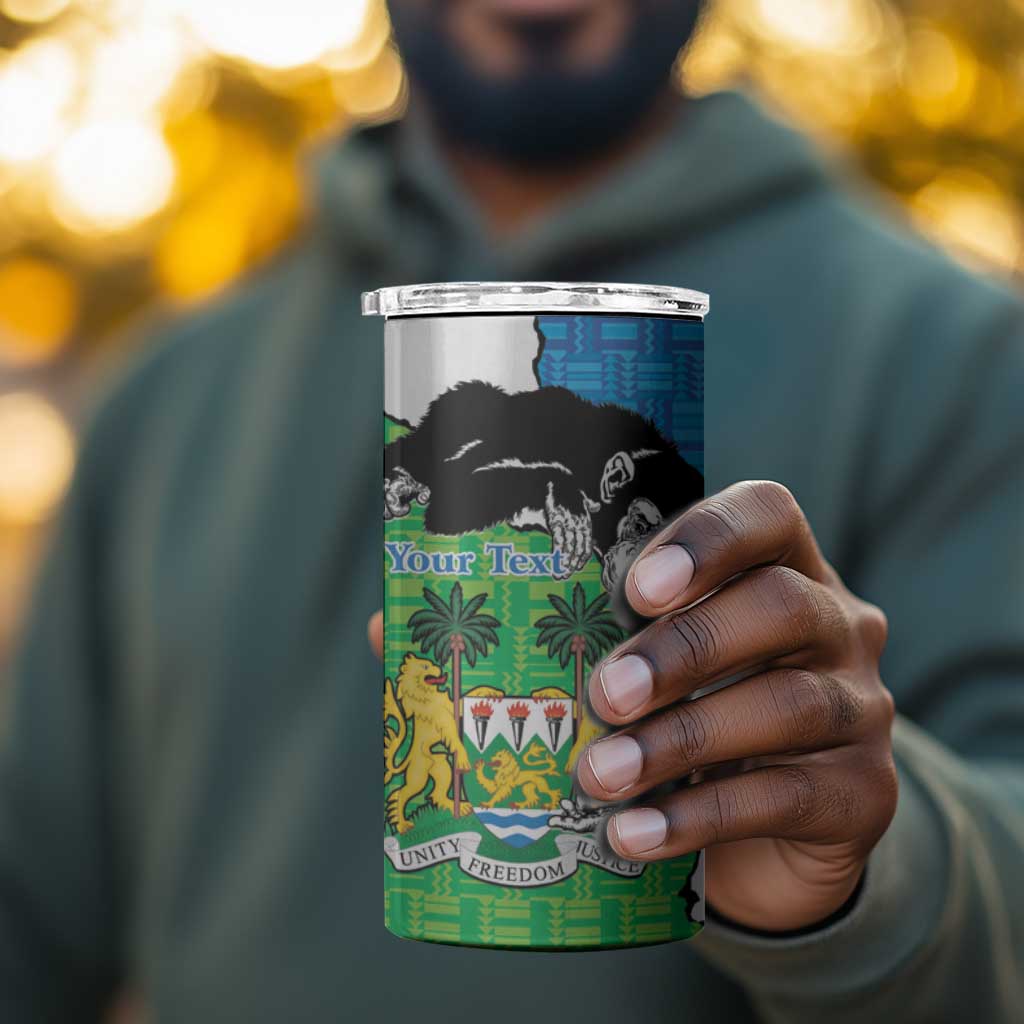 Personalised Afro Sierra Leone 4 in 1 Can Cooler Tumbler Chimpanzee Mix African Pattern LT15