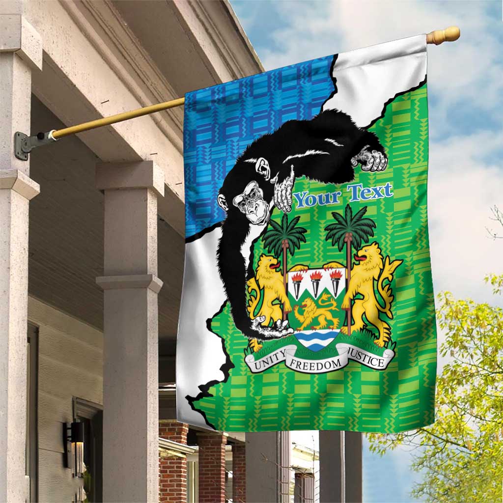 Personalised Afro Sierra Leone Garden Flag Chimpanzee Mix African Pattern LT15