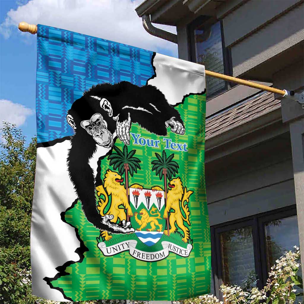Personalised Afro Sierra Leone Garden Flag Chimpanzee Mix African Pattern LT15