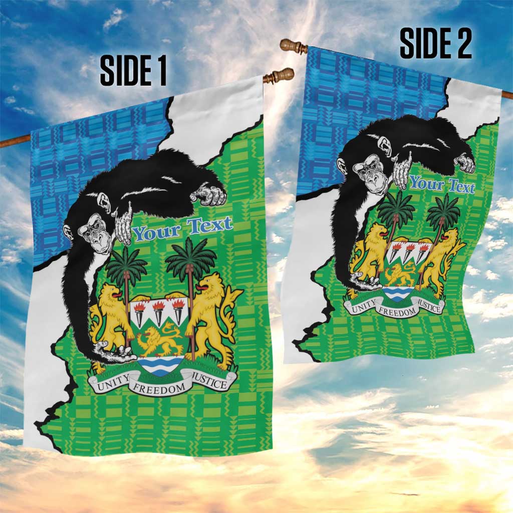 Personalised Afro Sierra Leone Garden Flag Chimpanzee Mix African Pattern LT15
