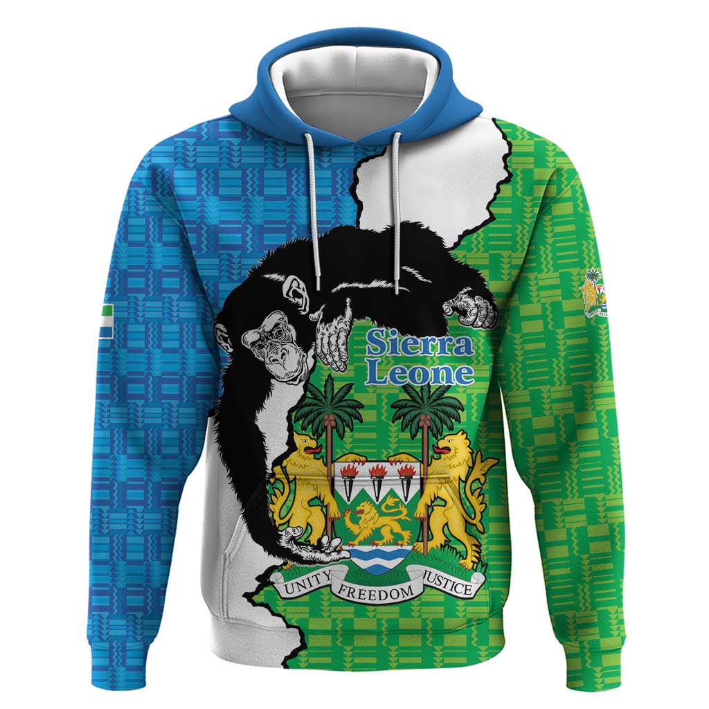 Personalised Sierra Leone Hoodie Chimpanzee With Coat Of Arms LT15
