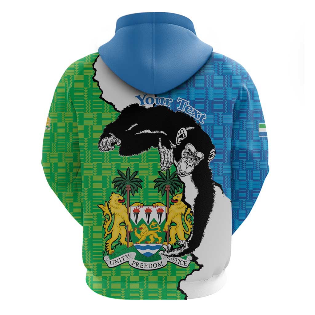 Personalised Sierra Leone Hoodie Chimpanzee With Coat Of Arms LT15