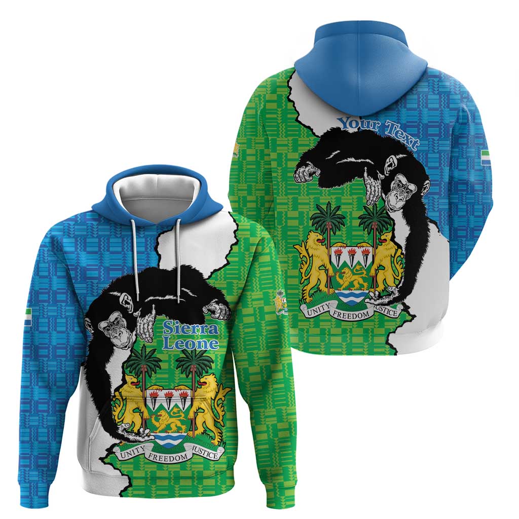 Personalised Sierra Leone Hoodie Chimpanzee With Coat Of Arms LT15