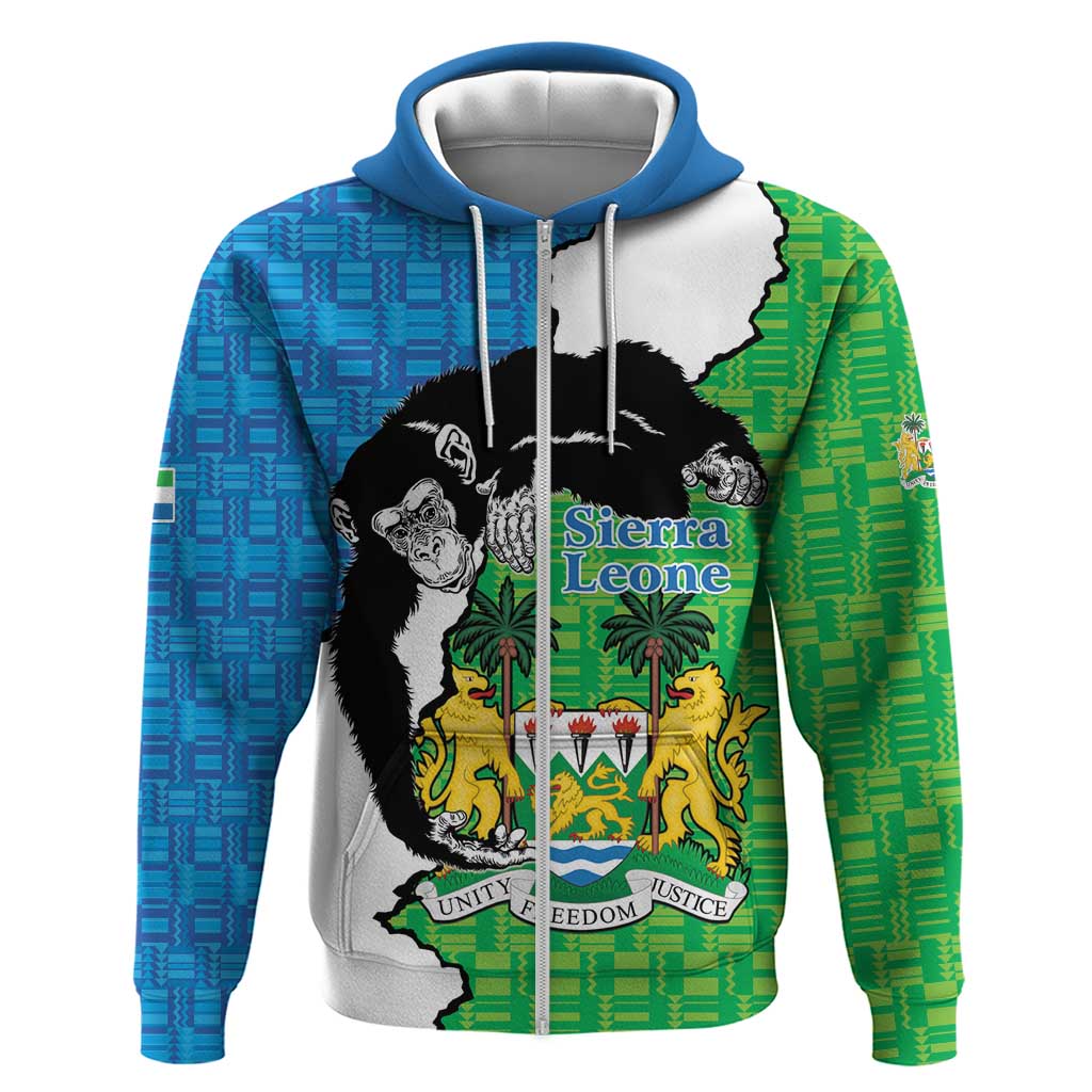 Personalised Sierra Leone Hoodie Chimpanzee With Coat Of Arms LT15