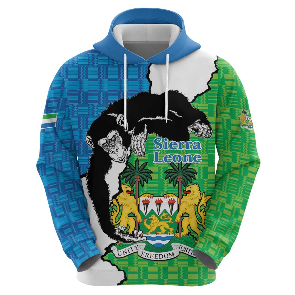Personalised Sierra Leone Hoodie Chimpanzee With Coat Of Arms LT15