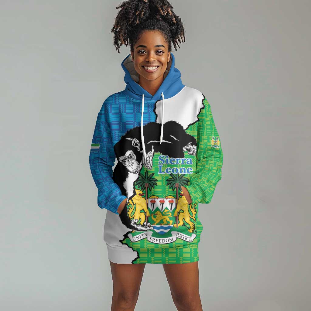 Personalised Afro Sierra Leone Hoodie Dress Chimpanzee Mix African Pattern LT15