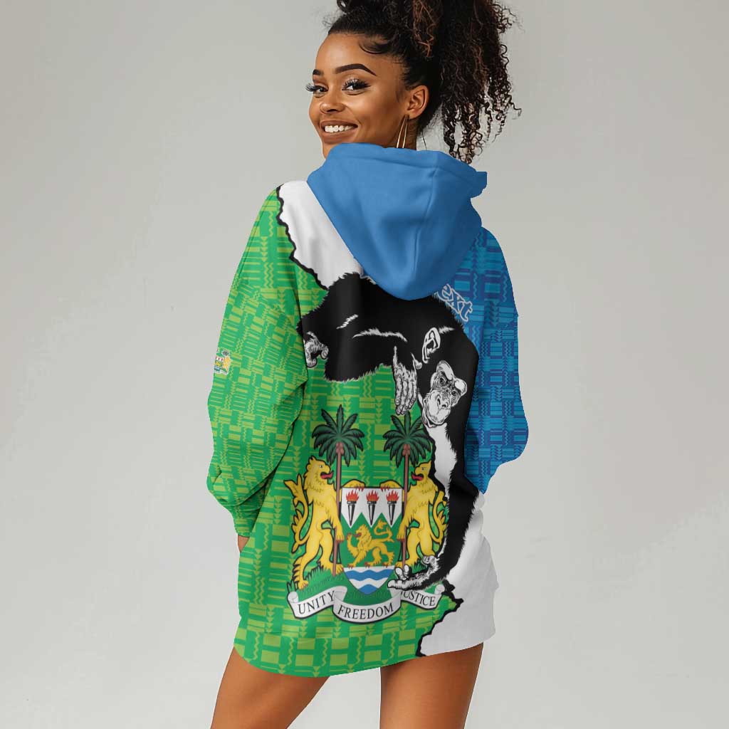 Personalised Afro Sierra Leone Hoodie Dress Chimpanzee Mix African Pattern LT15