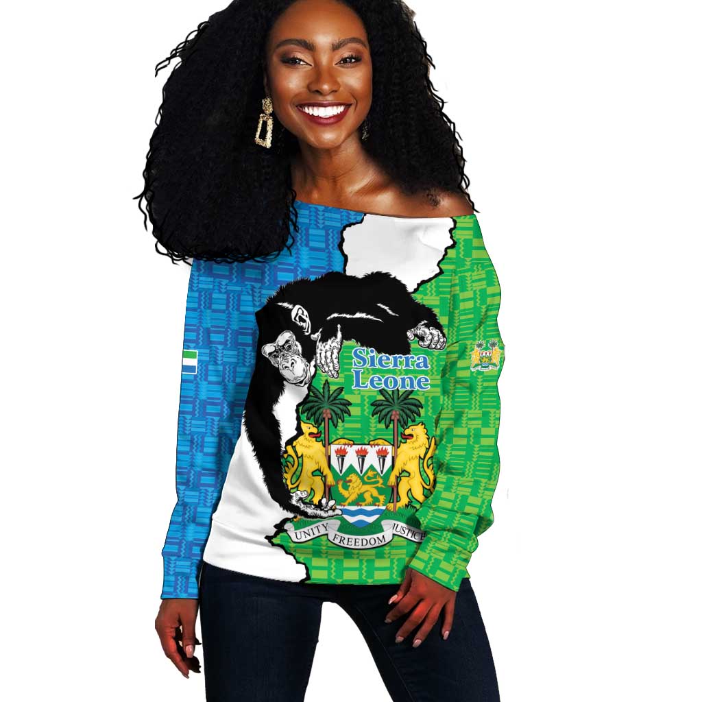 Personalised Afro Sierra Leone Off Shoulder Sweater Chimpanzee Mix African Pattern LT15
