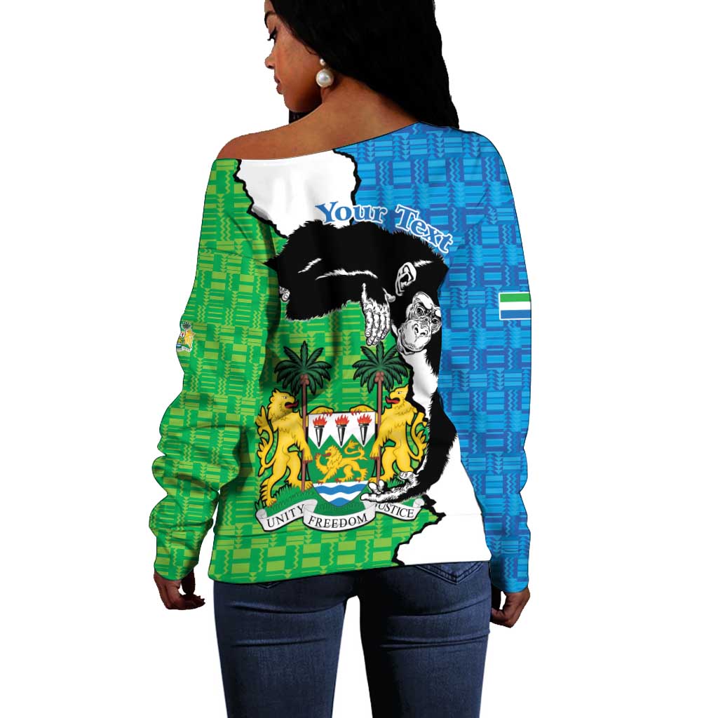 Personalised Afro Sierra Leone Off Shoulder Sweater Chimpanzee Mix African Pattern LT15