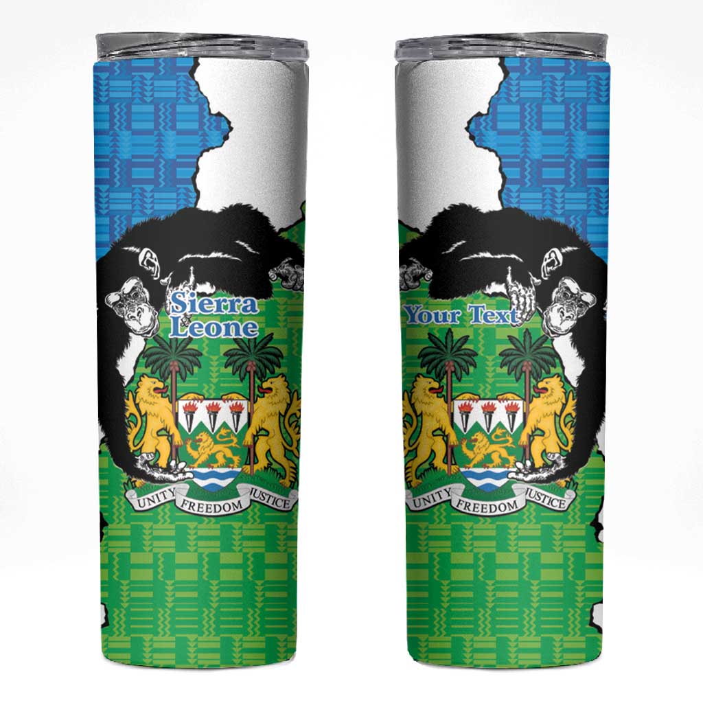 Personalised Afro Sierra Leone Skinny Tumbler Chimpanzee Mix African Pattern LT15