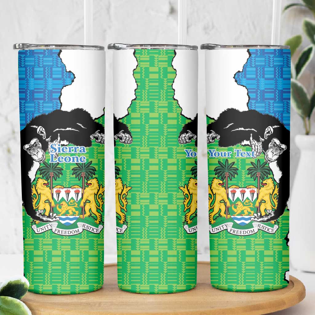 Personalised Afro Sierra Leone Skinny Tumbler Chimpanzee Mix African Pattern LT15
