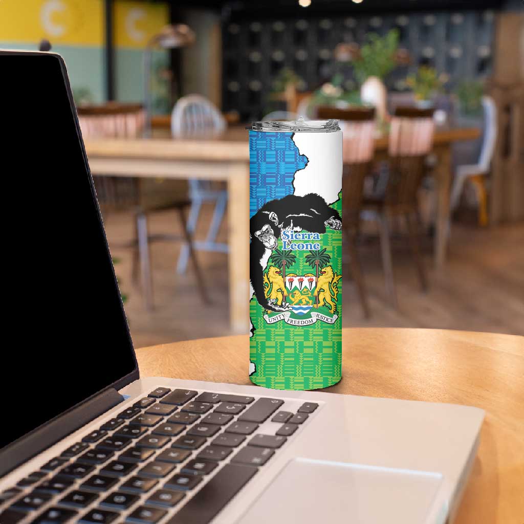 Personalised Afro Sierra Leone Skinny Tumbler Chimpanzee Mix African Pattern LT15