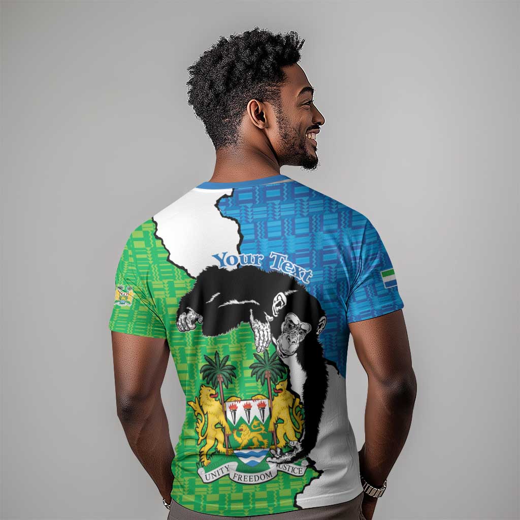 Personalised Afro Sierra Leone T shirt Chimpanzee Mix African Pattern LT15
