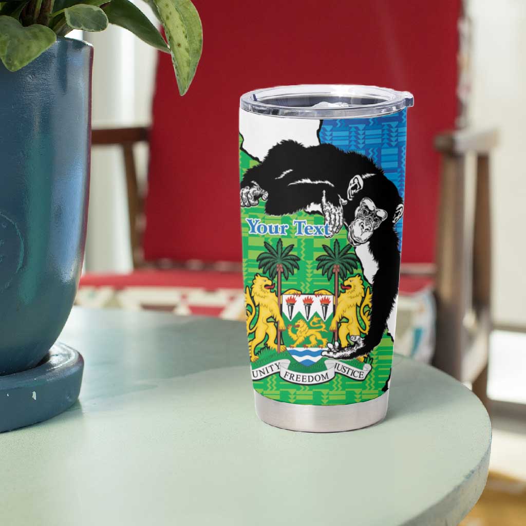 Personalised Afro Sierra Leone Tumbler Cup Chimpanzee Mix African Pattern LT15