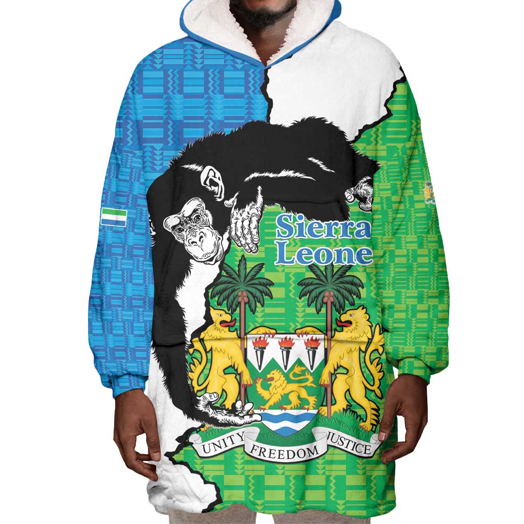 Personalised Afro Sierra Leone Wearable Blanket Hoodie Chimpanzee Mix African Pattern LT15