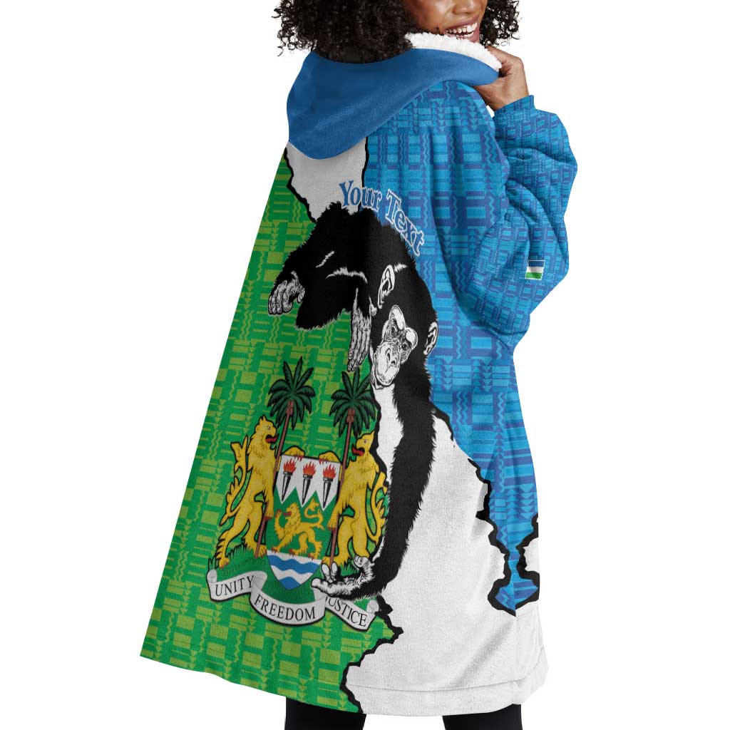 Personalised Afro Sierra Leone Wearable Blanket Hoodie Chimpanzee Mix African Pattern LT15