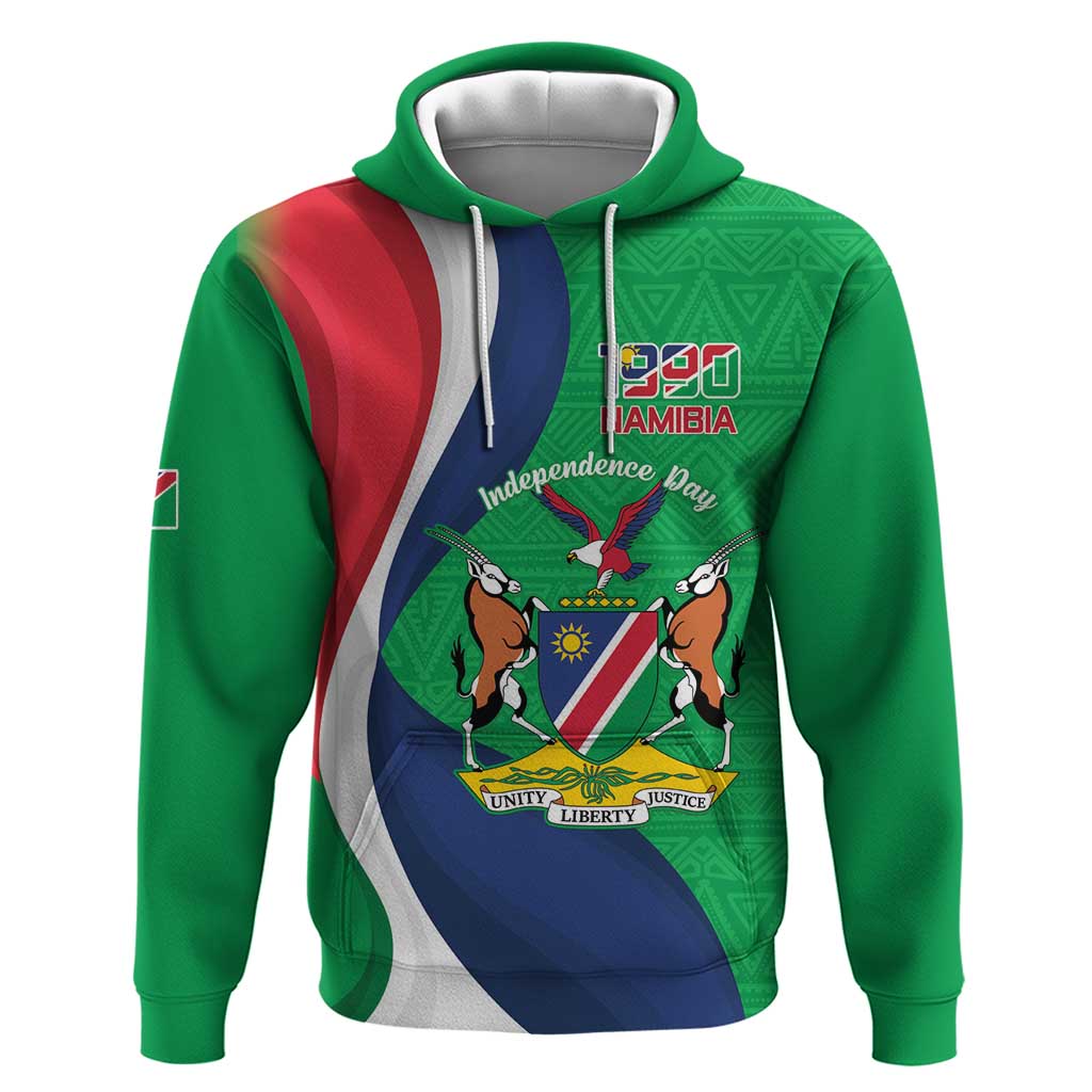 Personalised Namibia Independence Day Hoodie Coat Of Arms With African Pattern LT15