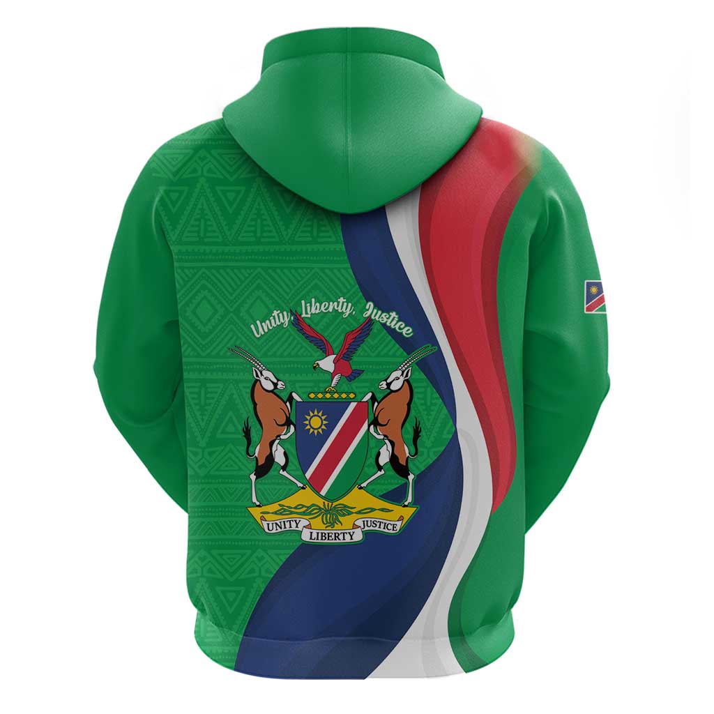 Personalised Namibia Independence Day Hoodie Coat Of Arms With African Pattern LT15