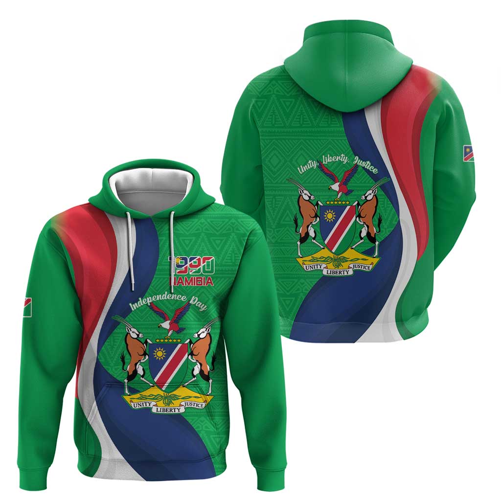 Personalised Namibia Independence Day Hoodie Coat Of Arms With African Pattern LT15