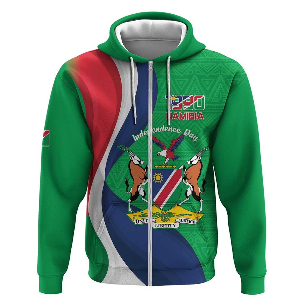 Personalised Namibia Independence Day Hoodie Coat Of Arms With African Pattern LT15