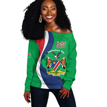 Personalised Namibia Off Shoulder Sweater 35th Anniversary Independence Day LT15