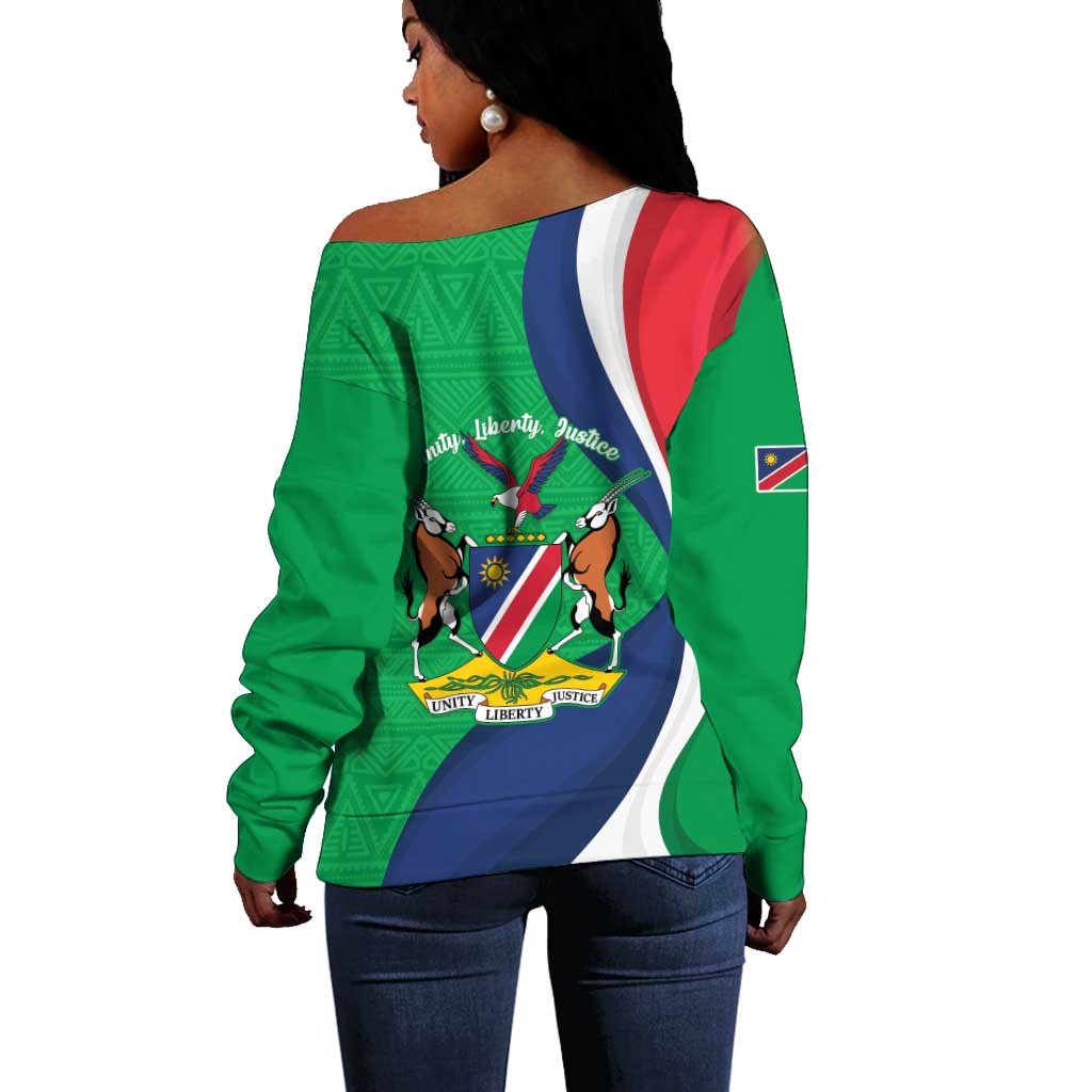 Personalised Namibia Off Shoulder Sweater 35th Anniversary Independence Day LT15