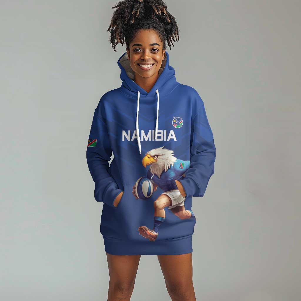 Namibia Rugby Custom Hoodie Dress Eagle Mascot - Sporty Style LT15