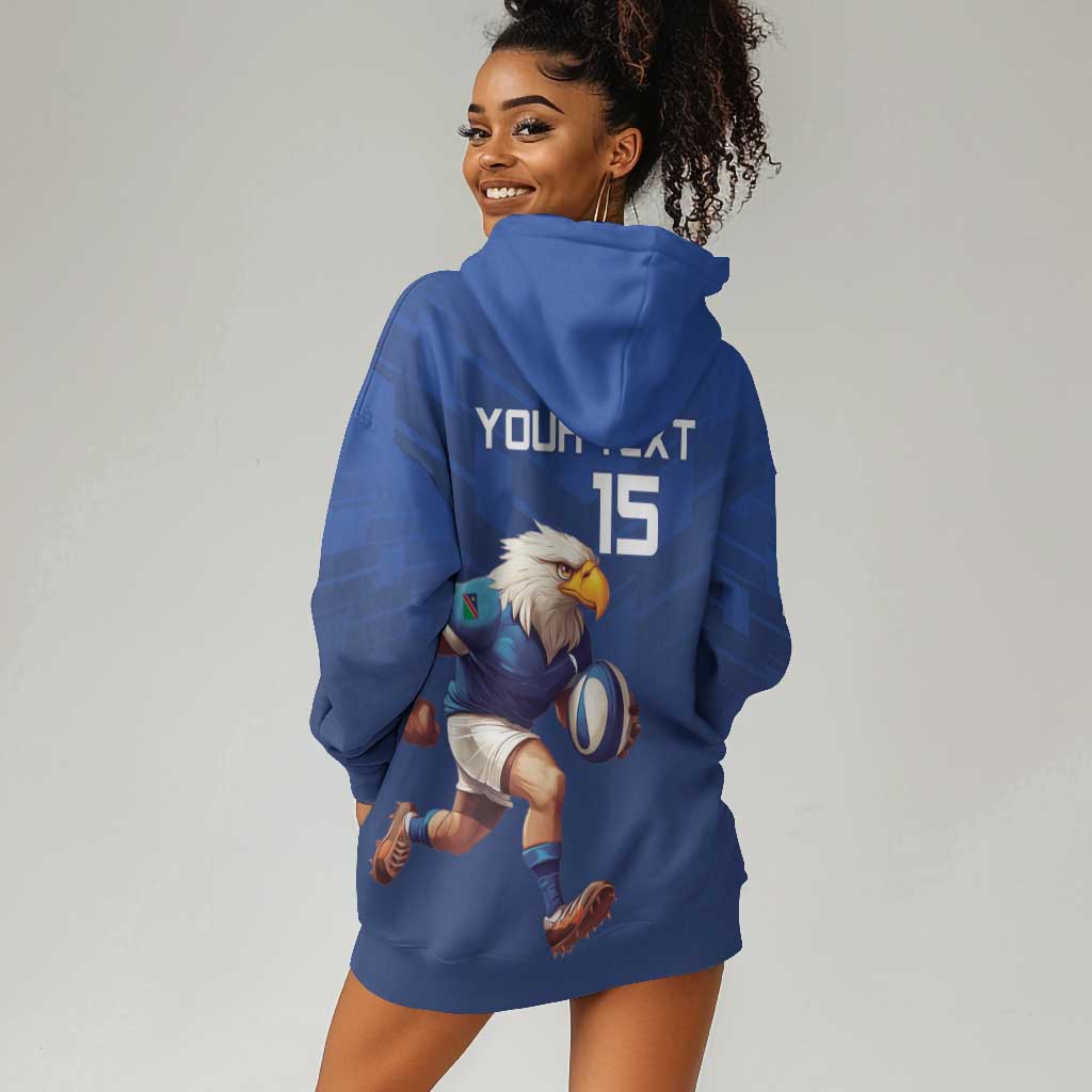 Namibia Rugby Custom Hoodie Dress Eagle Mascot - Sporty Style LT15