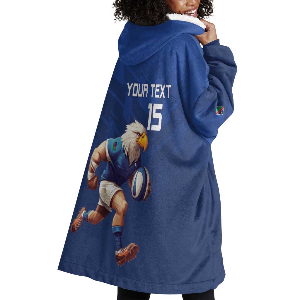 Namibia Rugby Custom Wearable Blanket Hoodie Eagle Mascot - Sporty Style LT15