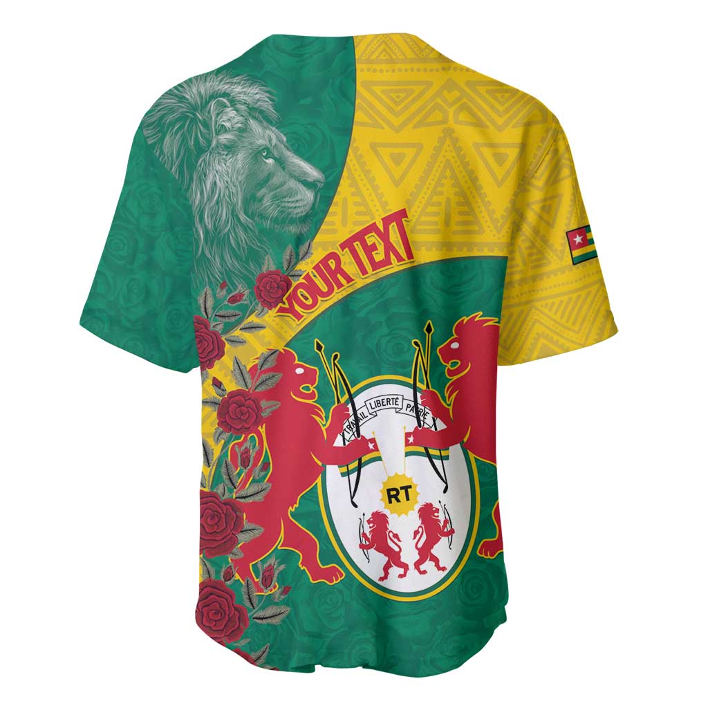 Personalised Togo Baseball Jersey Coat Of Arms - African Mix Rose Pattern LT15
