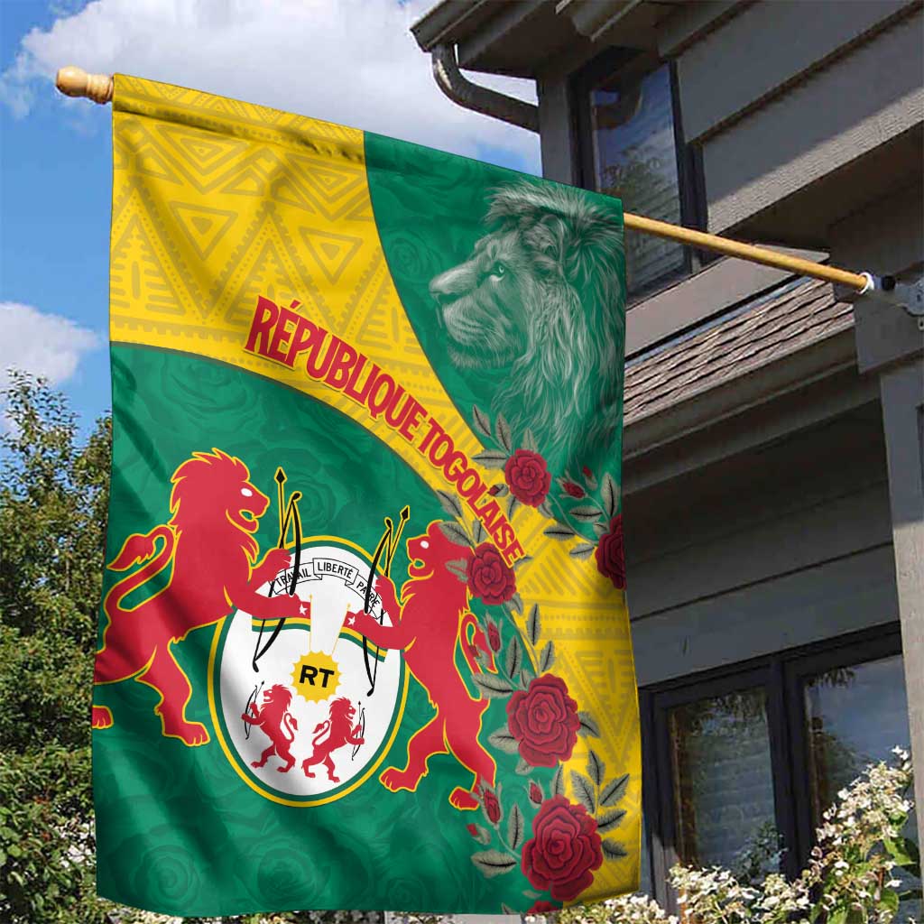 Personalised Togo Garden Flag Coat Of Arms - African Mix Rose Pattern LT15