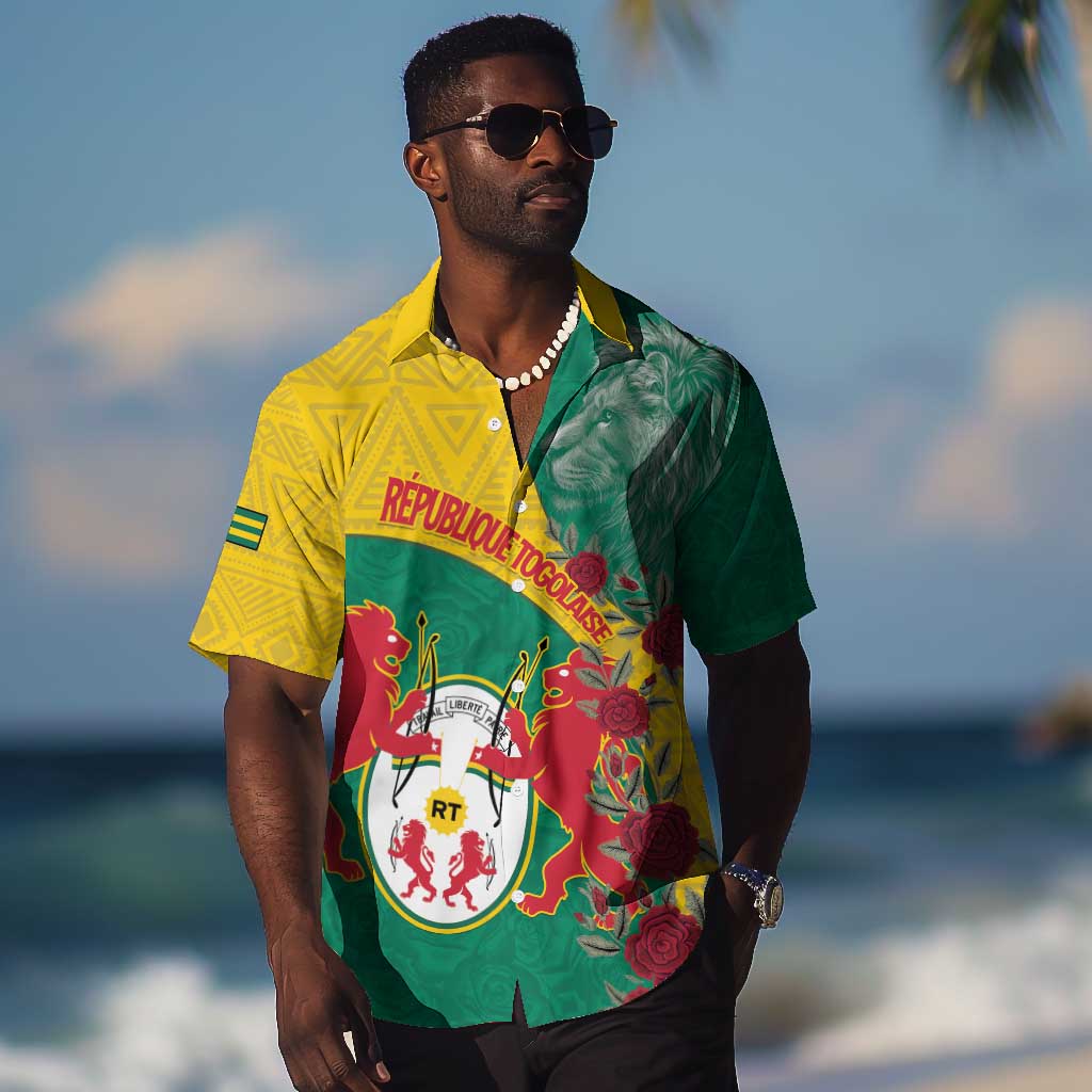 Personalised Togo Hawaiian Shirt Coat Of Arms - African Mix Rose Pattern LT15