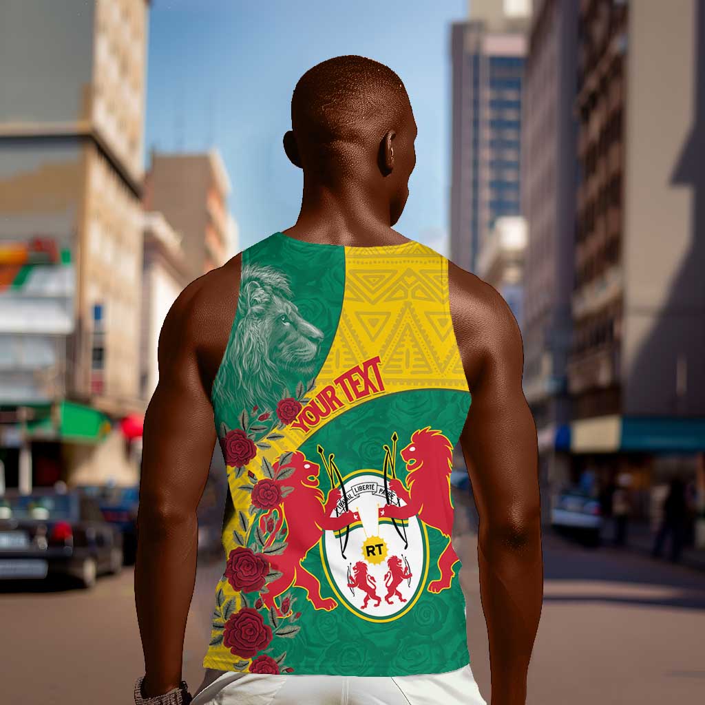 Personalised Togo Men Tank Top Coat Of Arms - African Mix Rose Pattern LT15