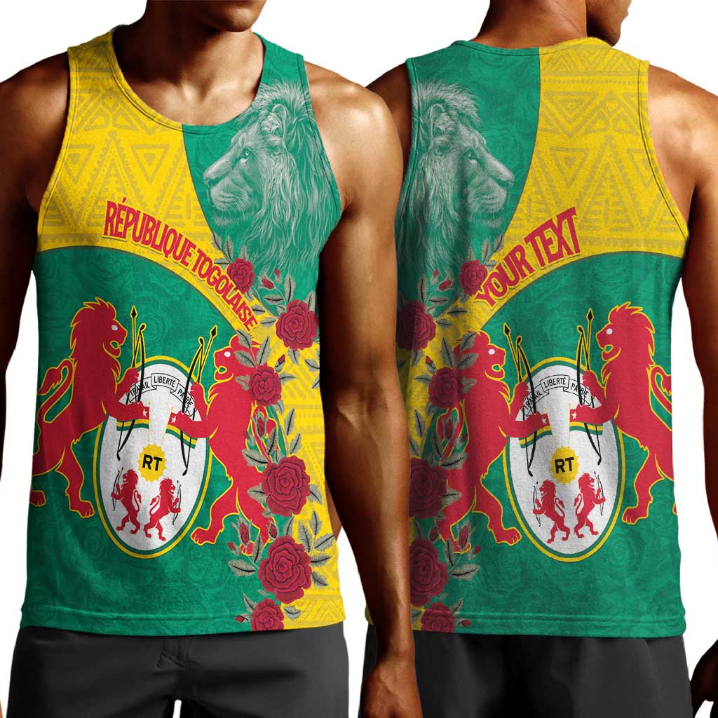 Personalised Togo Men Tank Top Coat Of Arms - African Mix Rose Pattern LT15