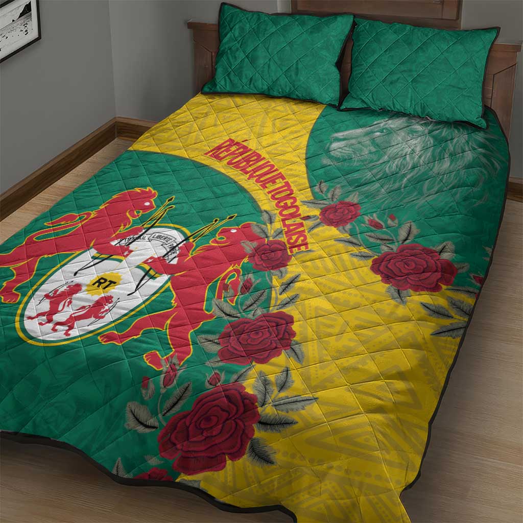 Personalised Togo Quilt Bed Set Coat Of Arms - African Mix Rose Pattern LT15