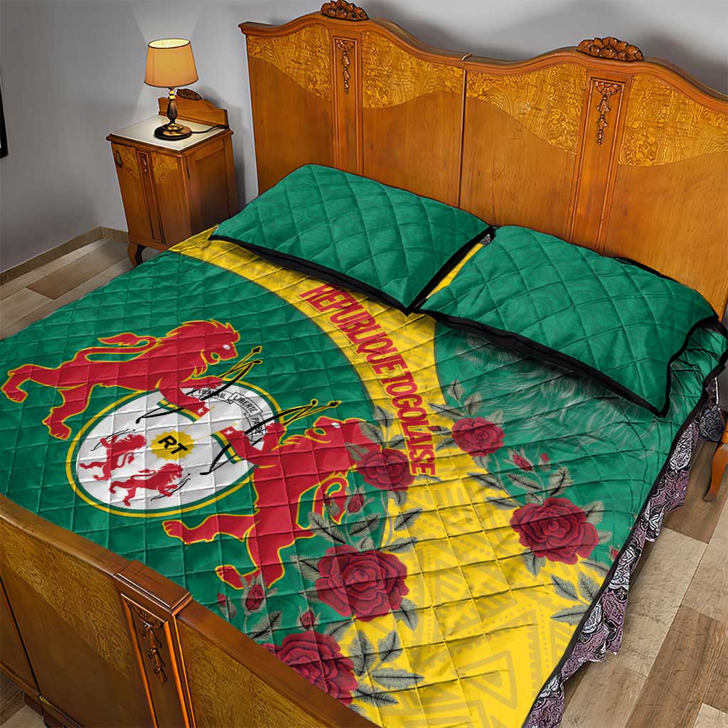 Personalised Togo Quilt Bed Set Coat Of Arms - African Mix Rose Pattern LT15