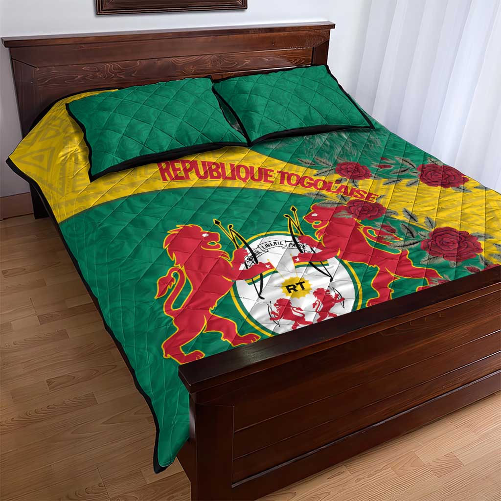 Personalised Togo Quilt Bed Set Coat Of Arms - African Mix Rose Pattern LT15