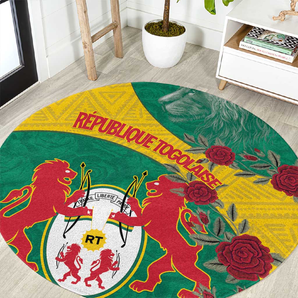 Personalised Togo Round Carpet Coat Of Arms - African Mix Rose Pattern LT15