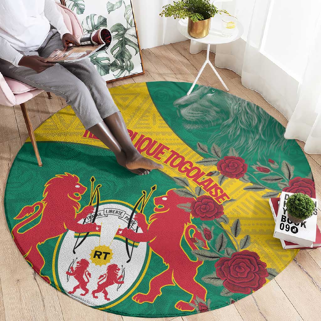 Personalised Togo Round Carpet Coat Of Arms - African Mix Rose Pattern LT15