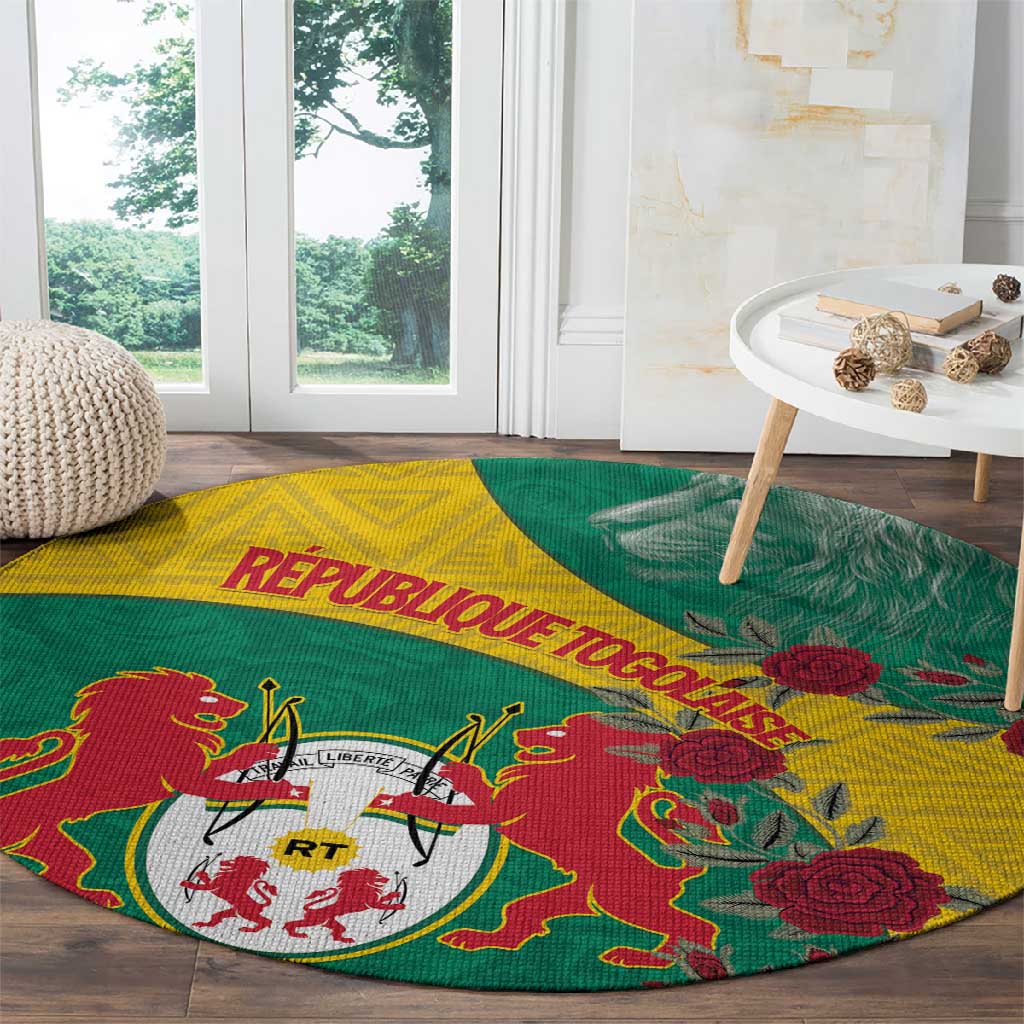 Personalised Togo Round Carpet Coat Of Arms - African Mix Rose Pattern LT15