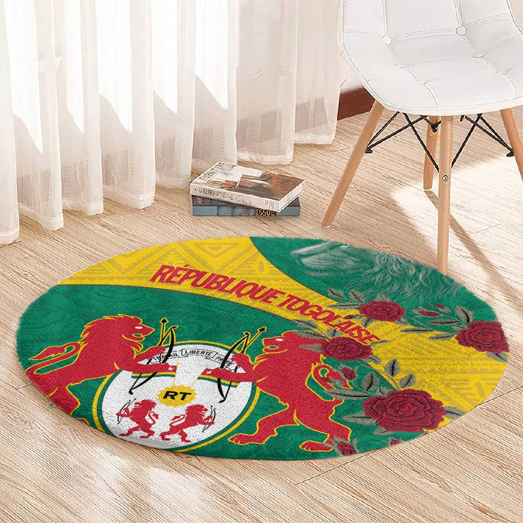 Personalised Togo Round Carpet Coat Of Arms - African Mix Rose Pattern LT15