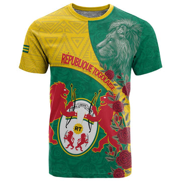 Personalised Togo T shirt Coat Of Arms - African Mix Rose Pattern LT15