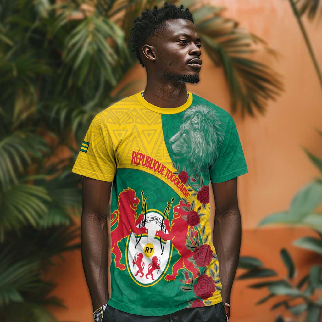 Personalised Togo T shirt Coat Of Arms - African Mix Rose Pattern LT15
