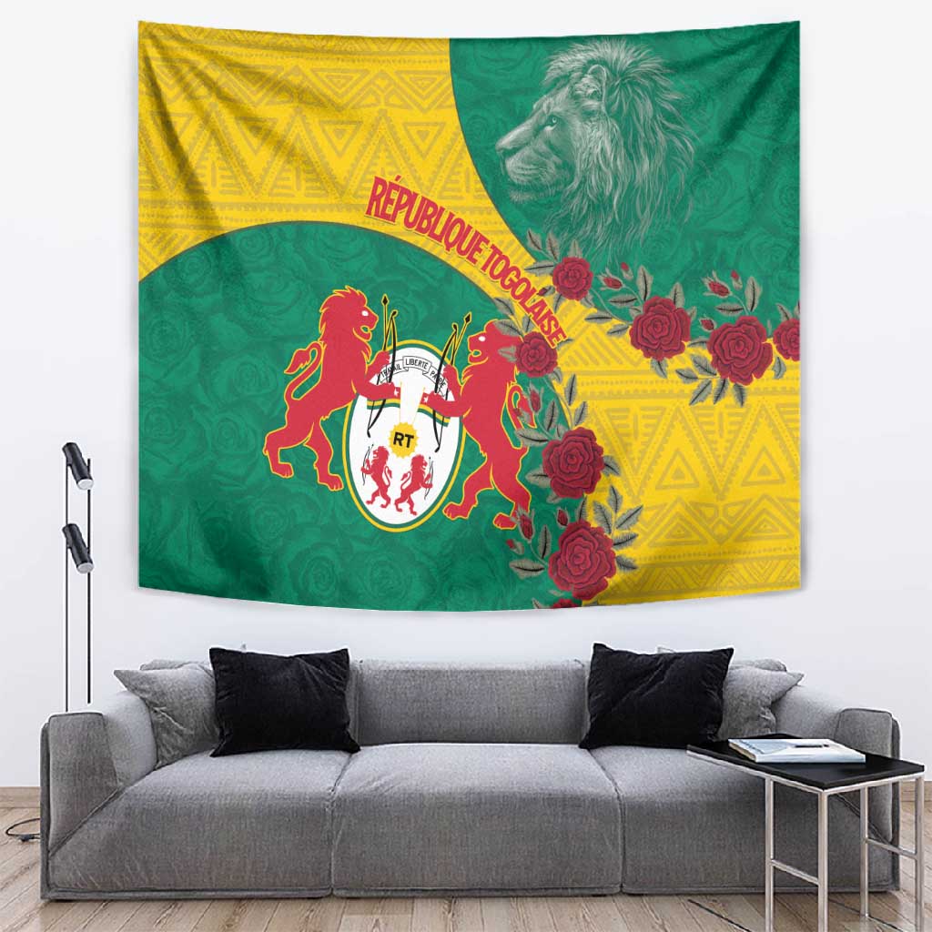 Personalised Togo Tapestry Coat Of Arms - African Mix Rose Pattern LT15