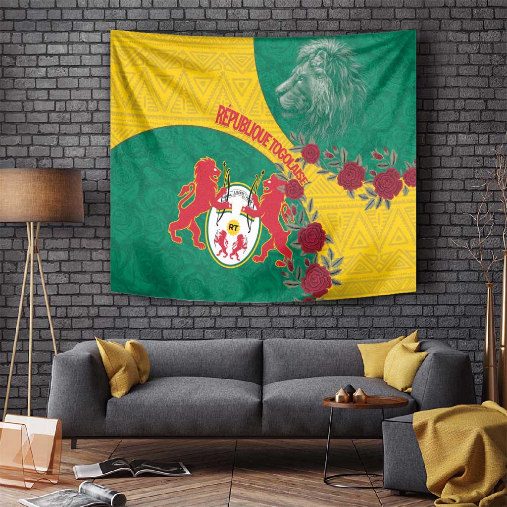 Personalised Togo Tapestry Coat Of Arms - African Mix Rose Pattern LT15