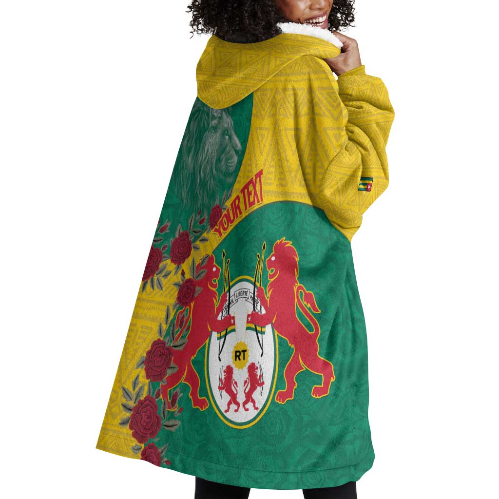 Personalised Togo Wearable Blanket Hoodie Coat Of Arms - African Mix Rose Pattern LT15