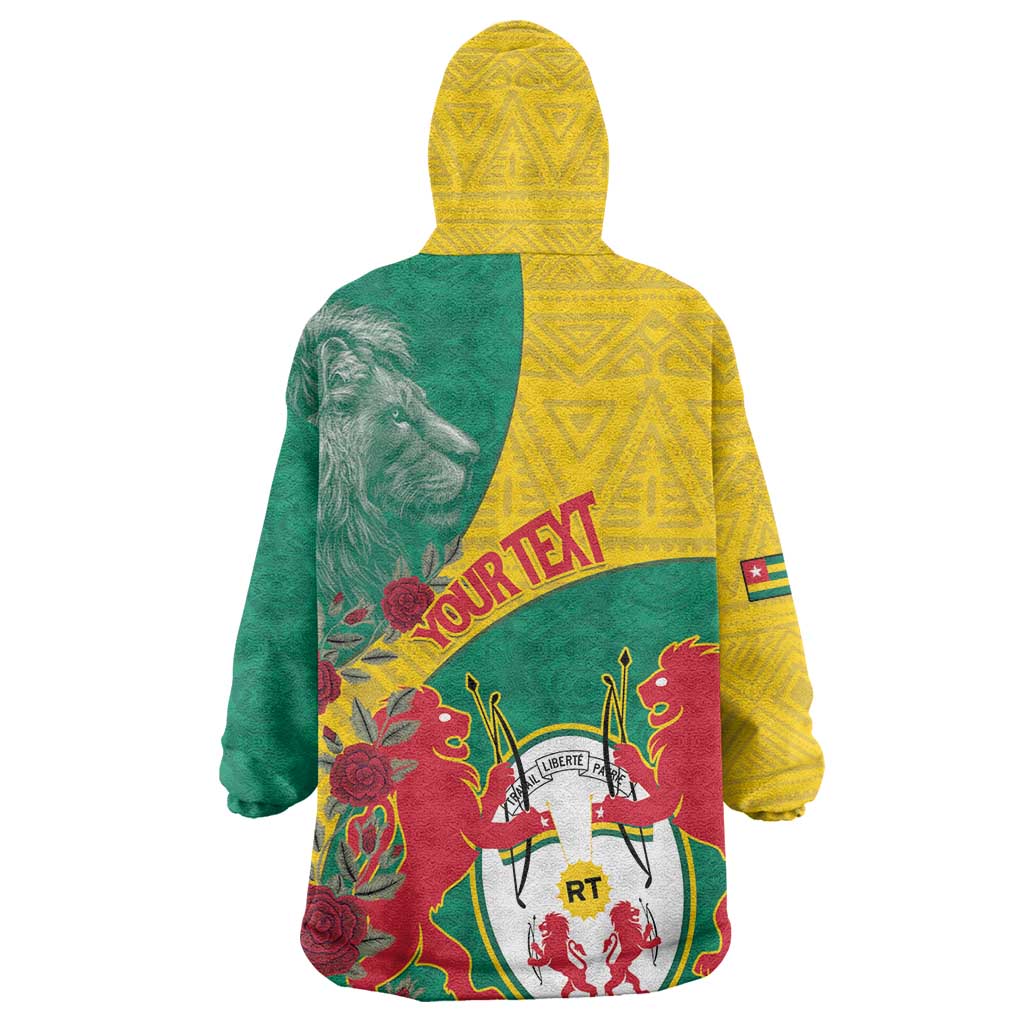 Personalised Togo Wearable Blanket Hoodie Coat Of Arms - African Mix Rose Pattern LT15