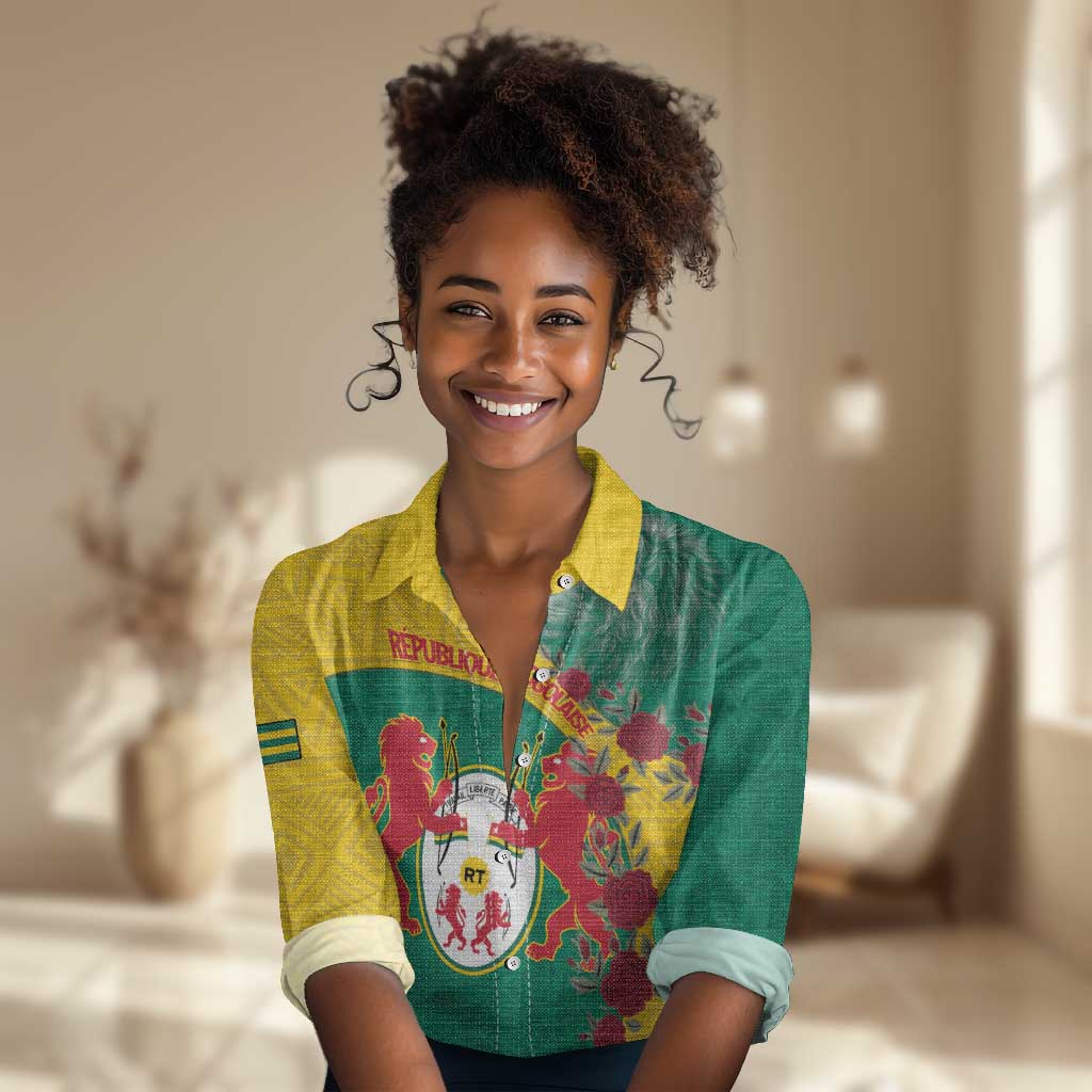 Personalised Togo Women Casual Shirt Coat Of Arms - African Mix Rose Pattern LT15